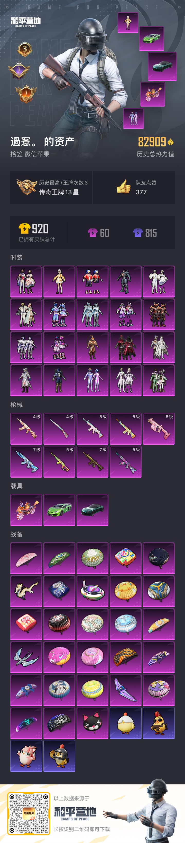 和平精英账号苹果微信3载具-0套装-219枪皮-1稀有3载具20粉装9特效枪 3印记【1稀有】 奇异狩猎者 【3载具】 