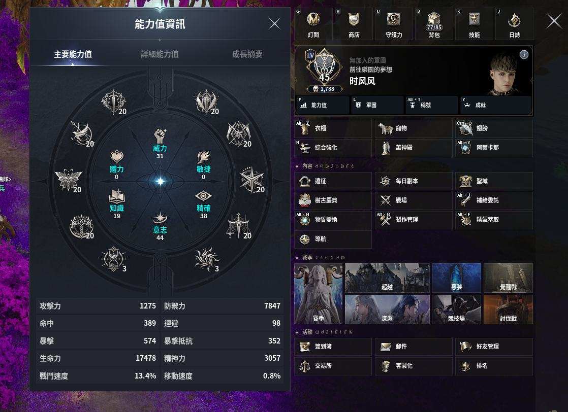 天族45级1788守护星,435守护力, ...