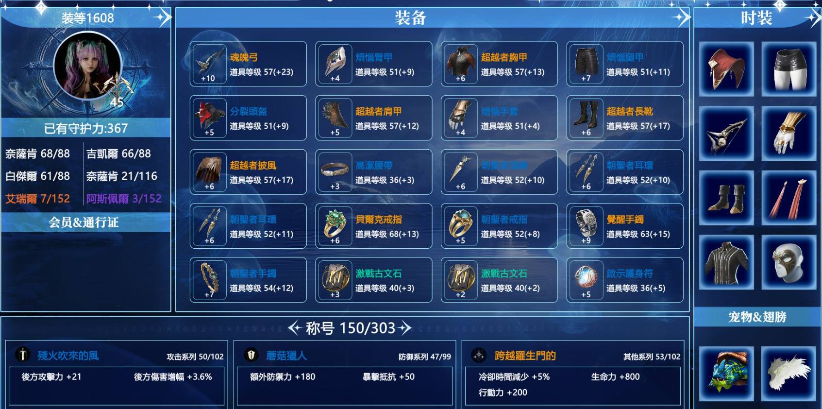 【白傑爾】天族45级1608战力弓星，守护...