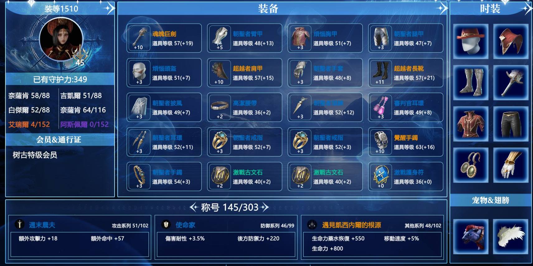 【路特斯】天族45级1510战力劍星，守护...