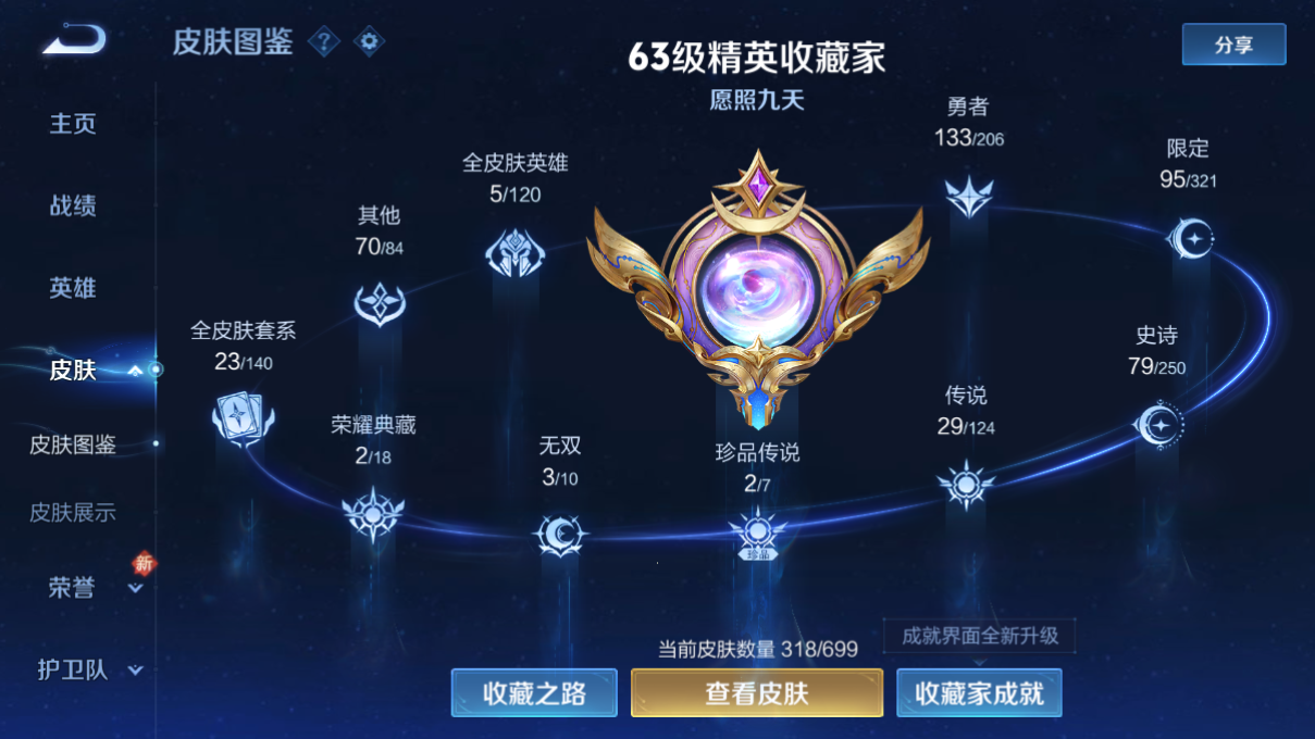 王者荣耀账号安卓QQ126英雄-382皮肤-【V9-382皮肤32传说1典藏】实名: 可修改 贵族等级: V9 英雄数: