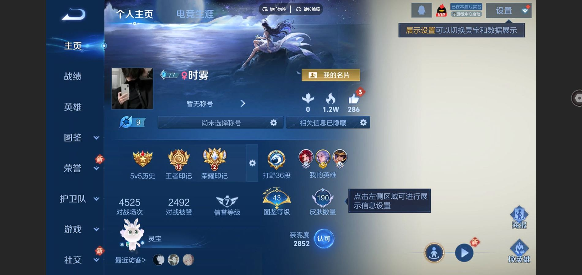 王者荣耀账号安卓QQ126英雄-190皮肤-124英雄-190皮肤--V7-190皮肤11传说 打野36段 金标云中君 