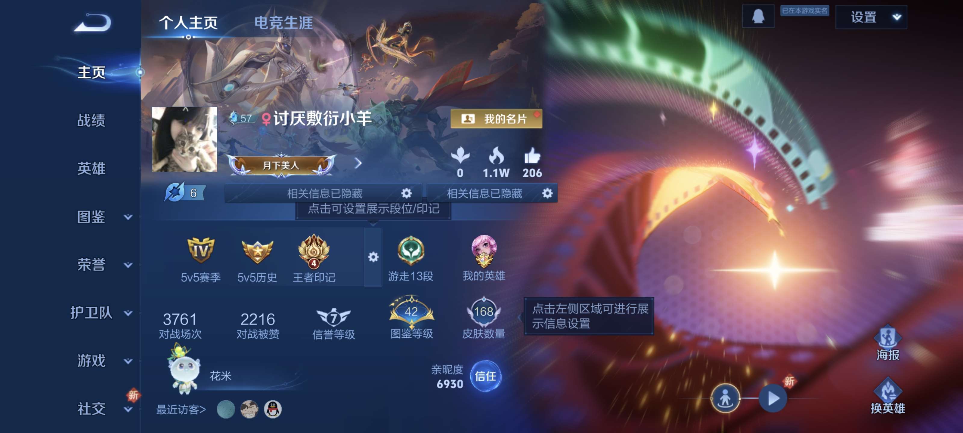 王者荣耀账号安卓QQ安卓Q【可二次】V6-124英雄-168皮肤-4王者印记（5传说 女号）【典藏】 拾光映像 天鹅之梦