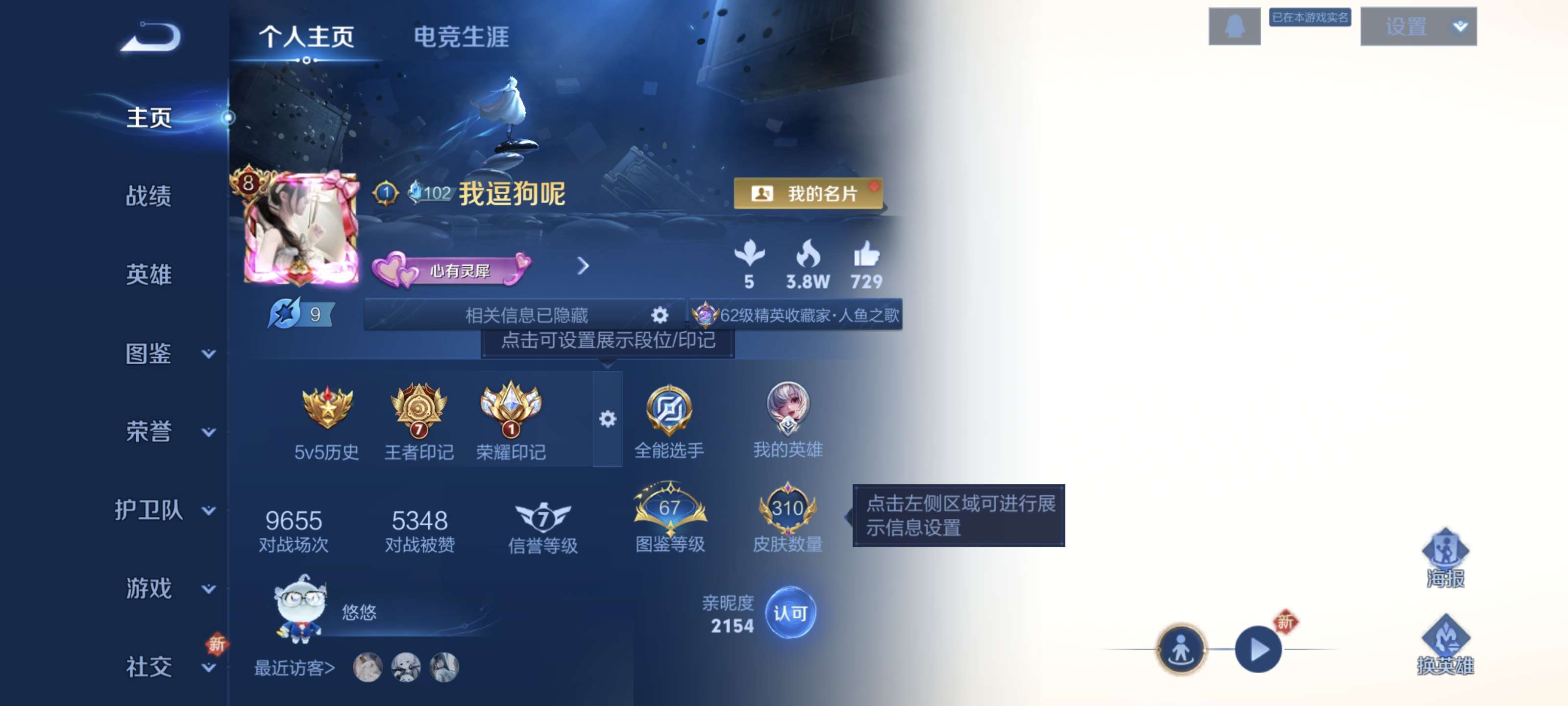 王者荣耀账号安卓QQ安卓Q【可二次】V8-127英雄-310皮肤-7王者印记（14传说 女号）时之愿境 金色仲夏夜 【全