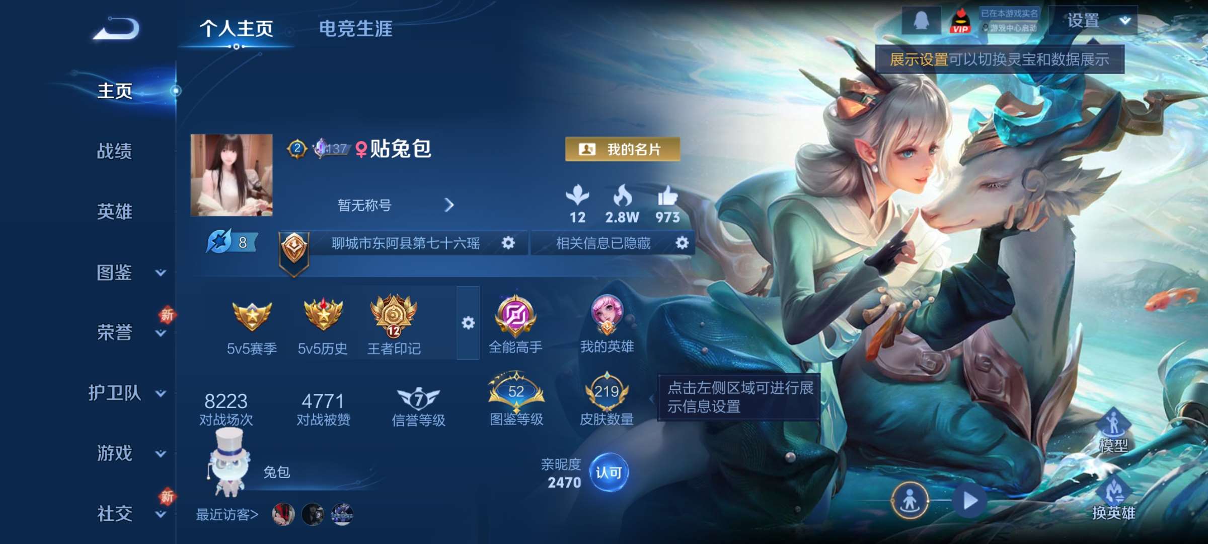 王者荣耀账号安卓QQ125英雄-219皮肤-9【秒换绑，无需等三天】V7-219皮肤-12王者印记【女号】1星元金色仲夏