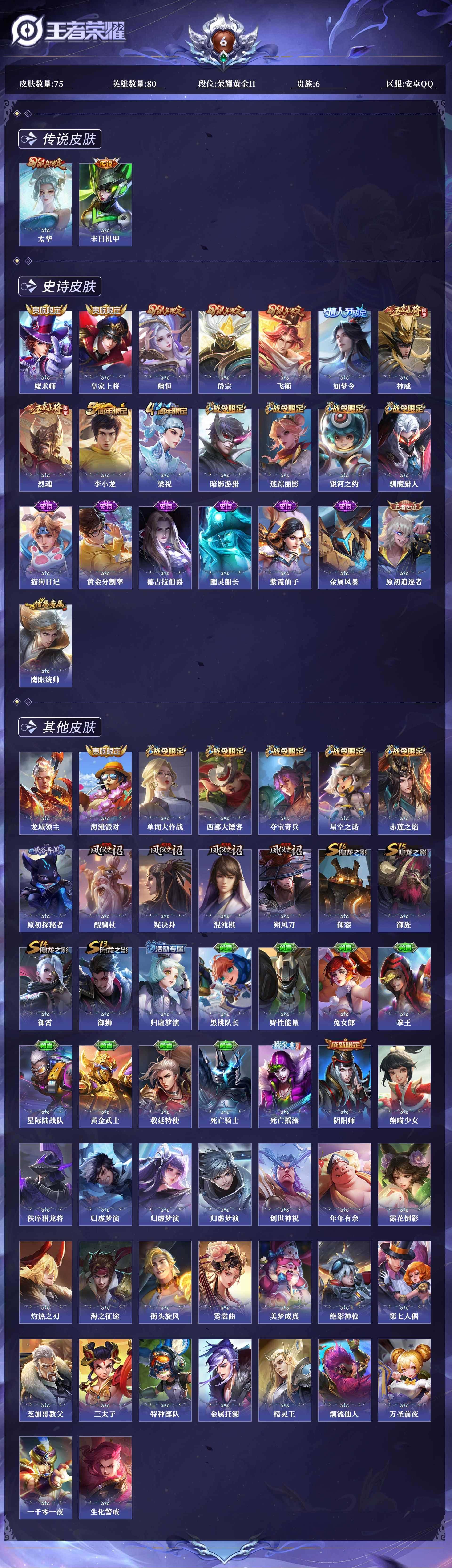 王者荣耀账号苹果QQ80英雄-75皮肤-0ARCMU不可二次"传说2优质限定7
qq钱包已注销 信用分合格 星会员已关