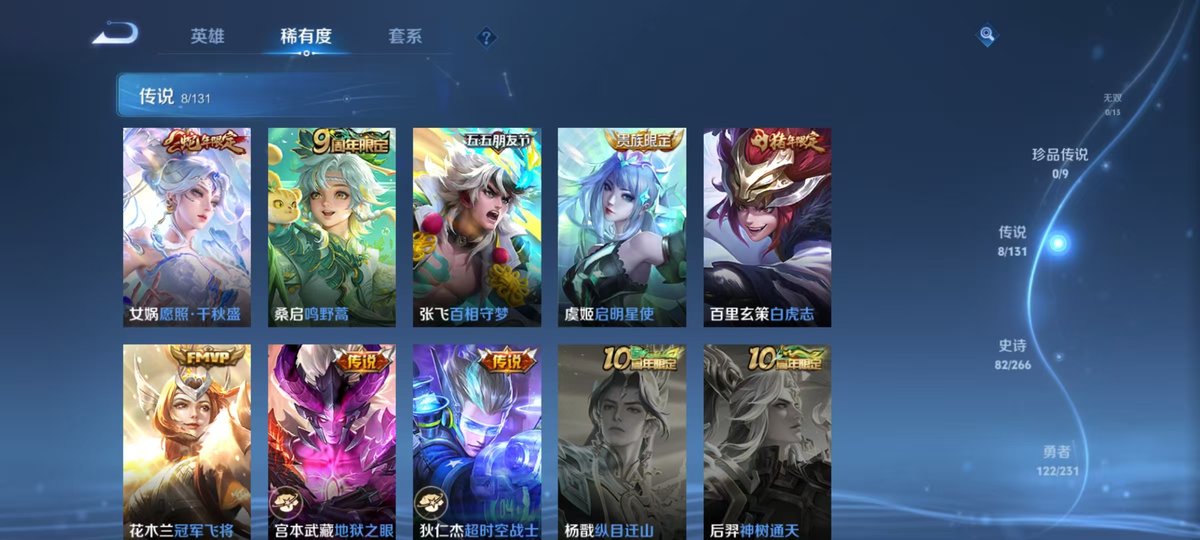 王者荣耀账号安卓QQ125英雄-195皮肤-实名: 可修改 贵族等级: V8 英雄数: 125 皮肤数: 195 荣耀水