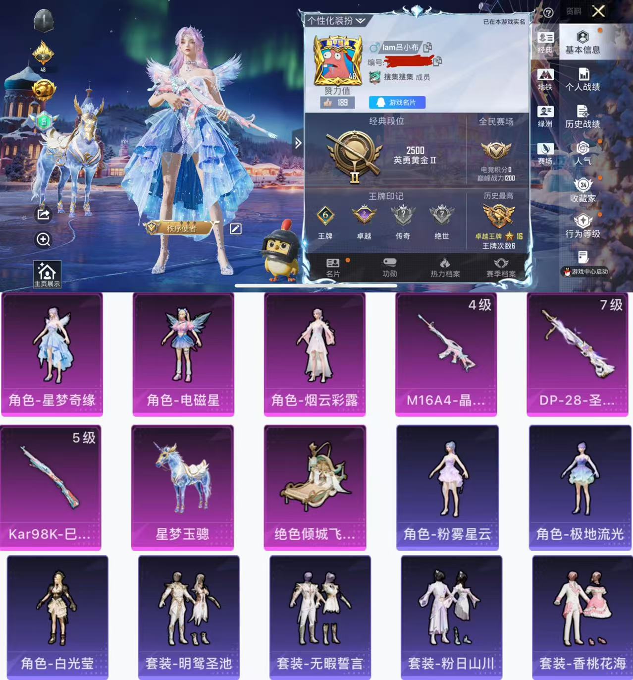 和平精英账号苹果QQ1载具-51套装-76枪皮-H12423苹果Q区-3粉装-3特效枪-23509热力值-6王牌印记-5