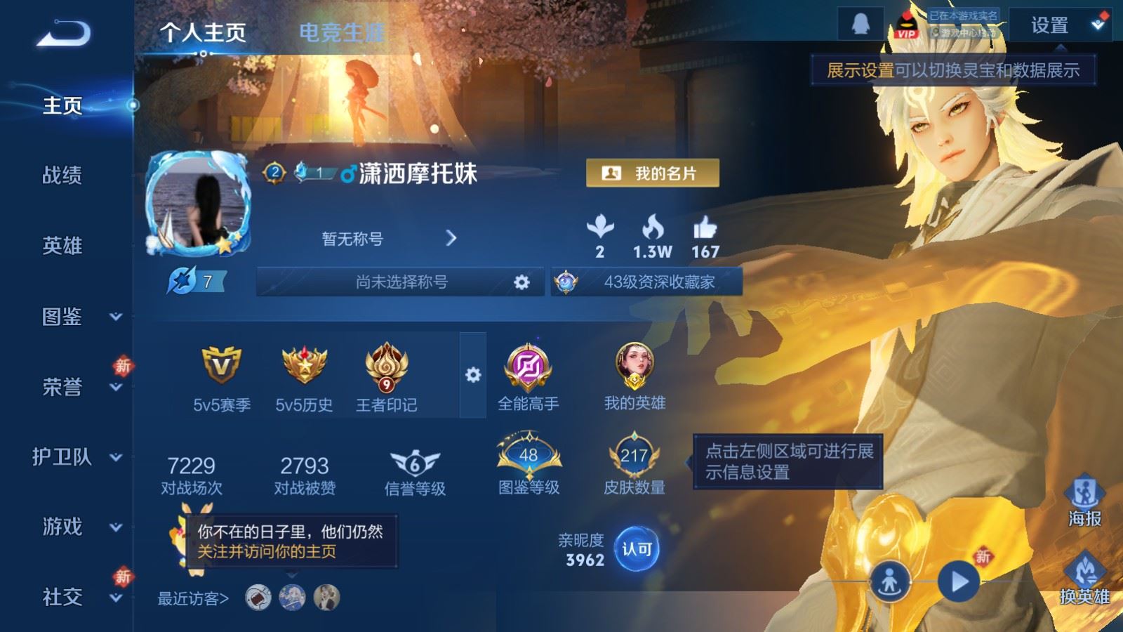 王者荣耀账号苹果QQ217皮肤1典藏1无双8传说 王者印记9 金标杨玉环 发育路25段 中路22段【典藏】 九霄神辉 【