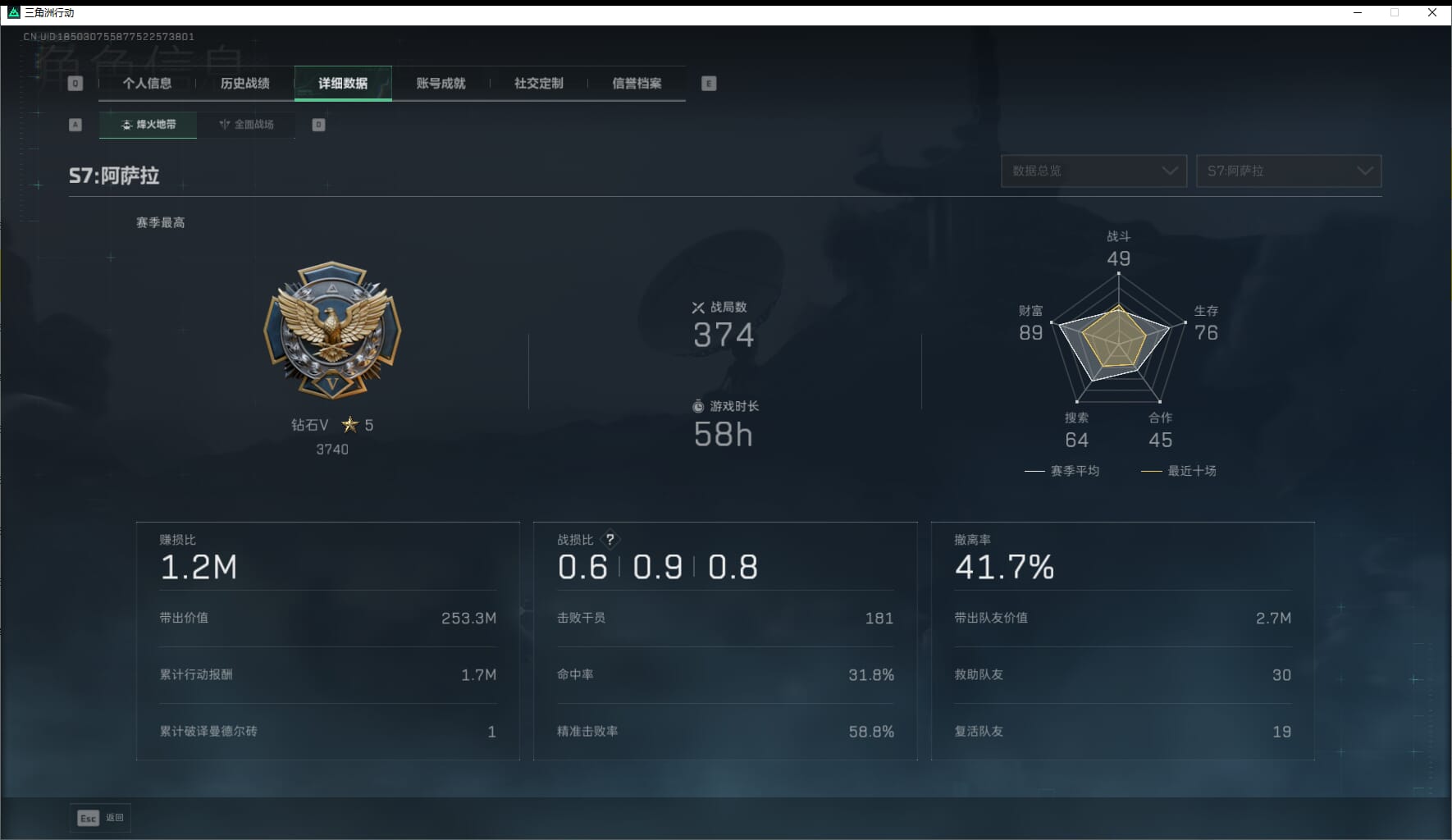 SJZQM423640三角洲行动账号详情图7