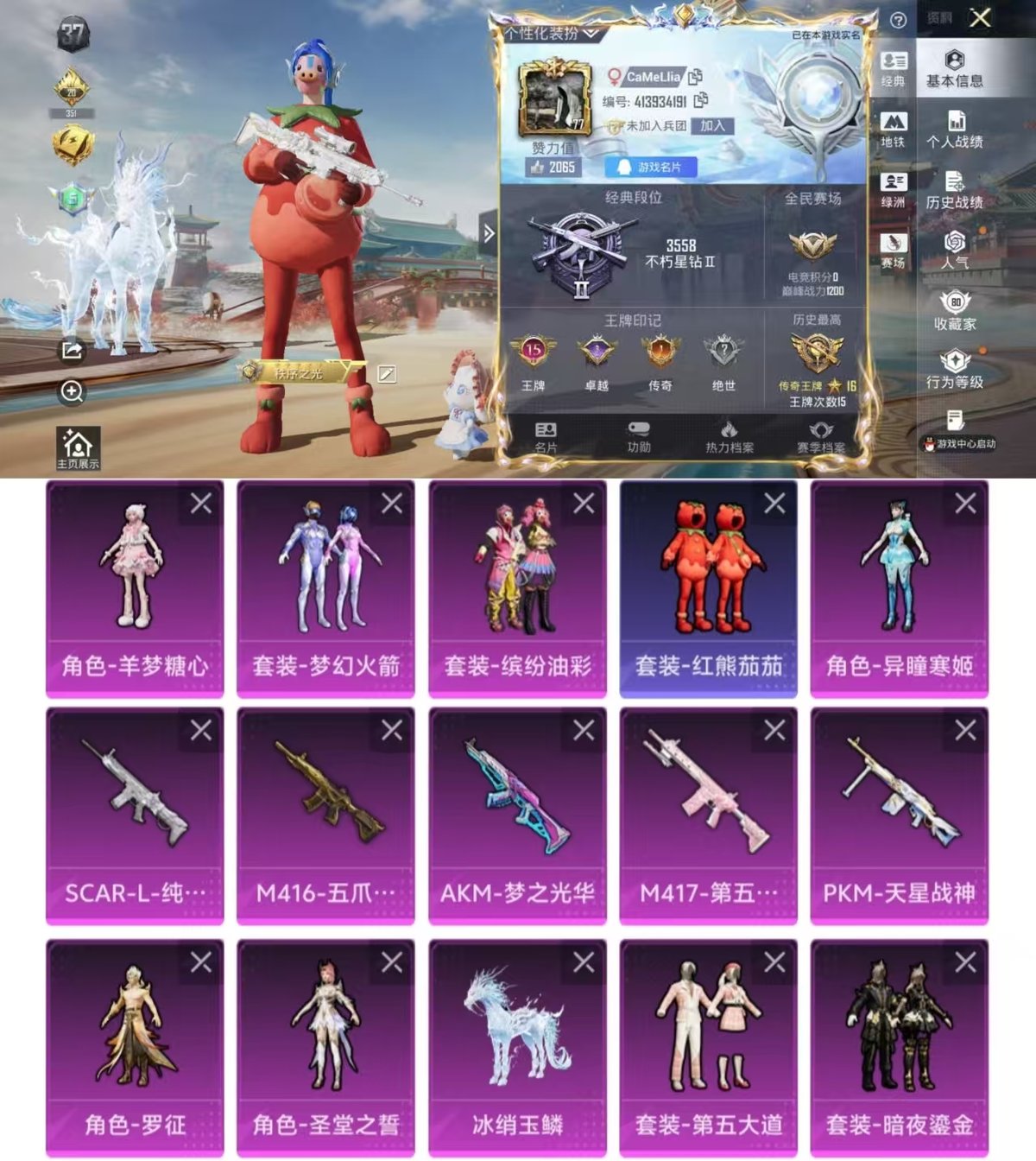 和平精英账号苹果QQ1载具-290套装-303枪皮-实名: 可修改 时装数: 1124 载具数: 1 枪械数: 303 