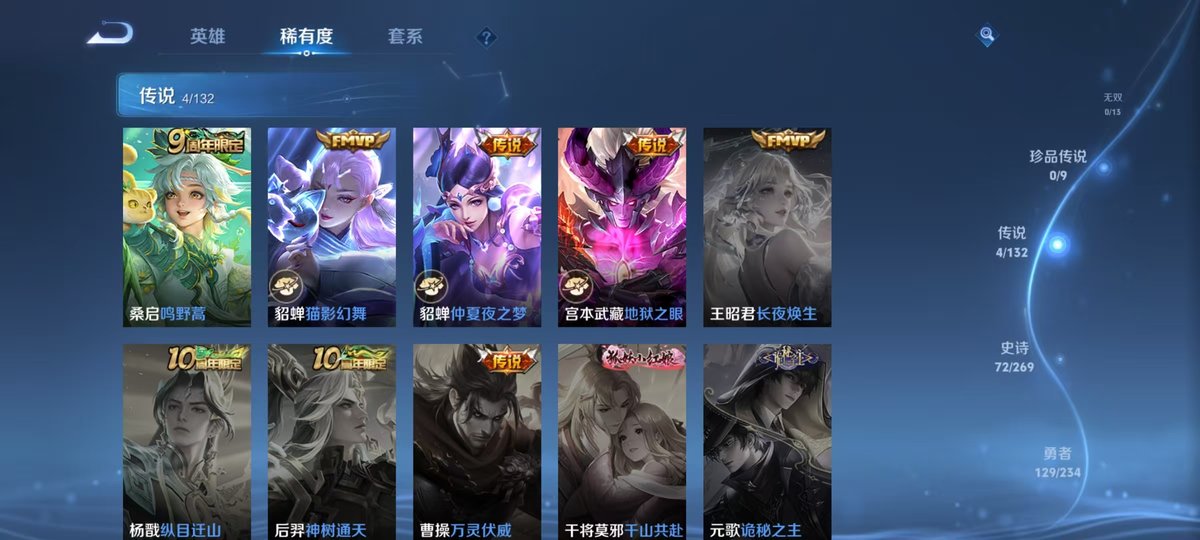 王者荣耀账号安卓QQ128英雄-266皮肤-实名: 可修改 贵族等级: V6 英雄数: 128 皮肤数: 266 荣耀水