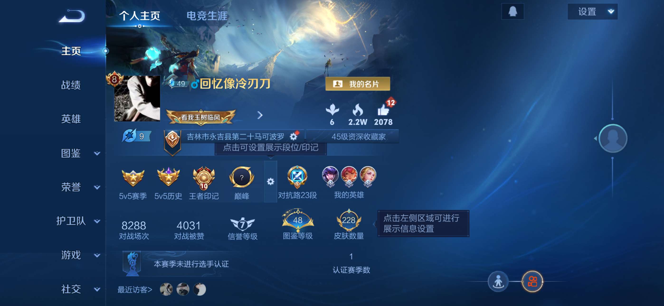 王者荣耀账号苹果QQ126英雄-228皮肤-1【秒换绑，无需等三天】V8-228皮肤 10印记 发育24段 对抗23段 