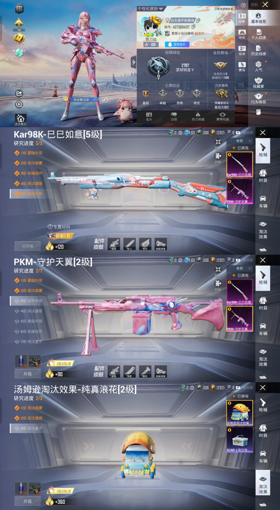 和平精英账号安卓QQ0载具-421套装-123枪皮-qz215  1粉2特效 女号