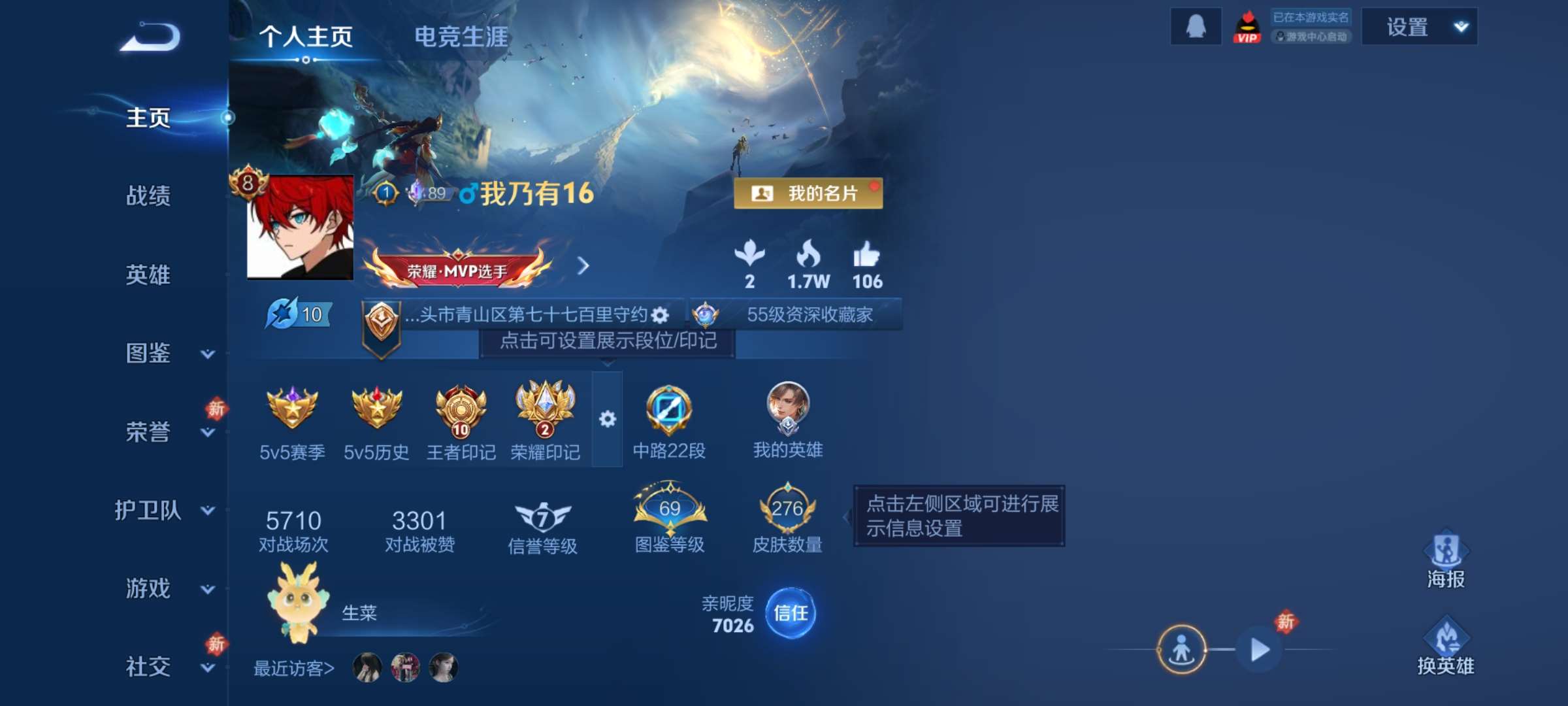 王者荣耀账号安卓QQ128英雄-276皮肤-7【秒换绑，无需等三天】V8-276皮肤 10印记 发育23段 打野23段 