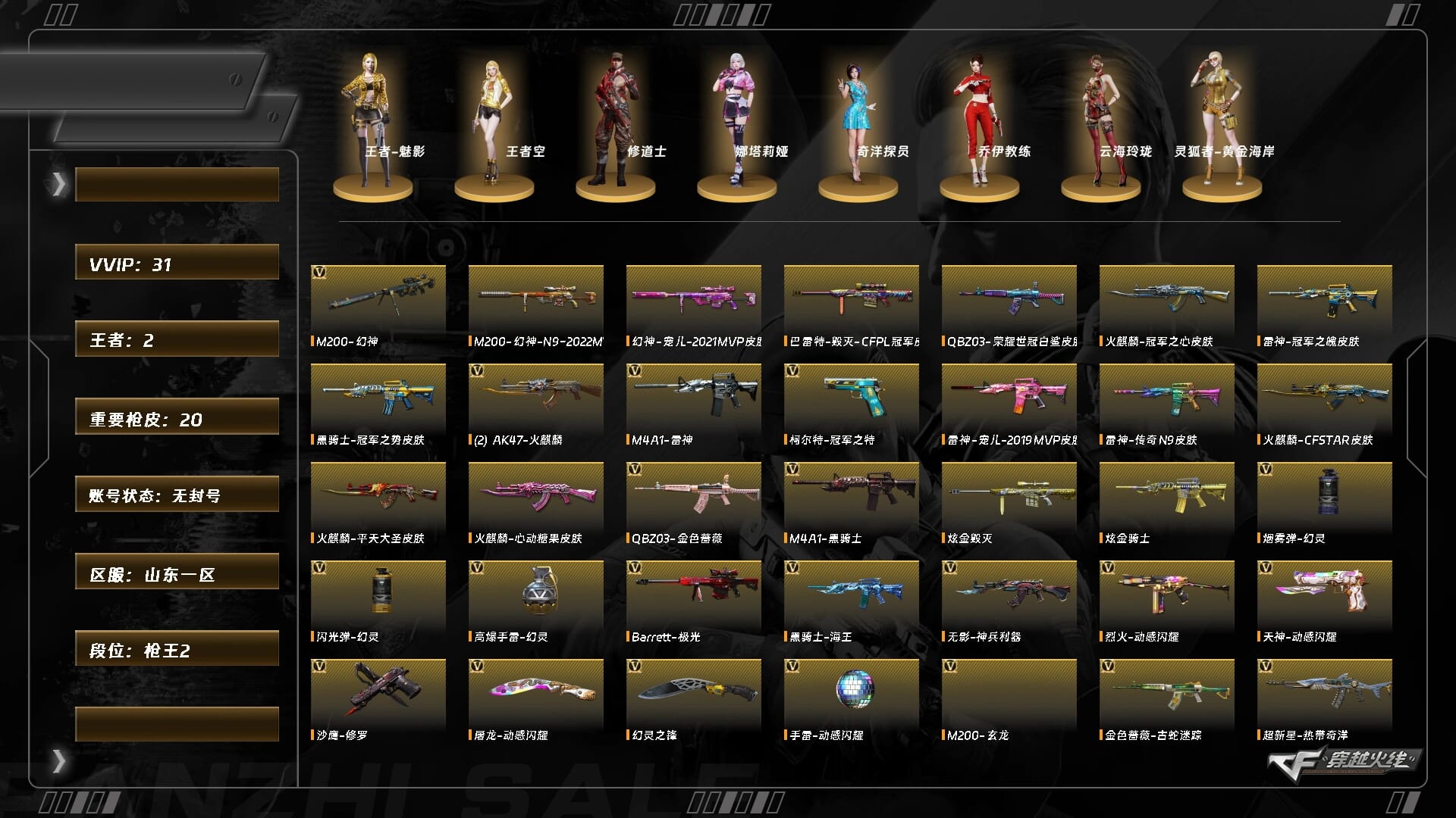 穿越火线账号北部战区[18028268]5956/北部/山东一区/【枪王2】/Lv.100 大元帅/31V/幻神/QBZ