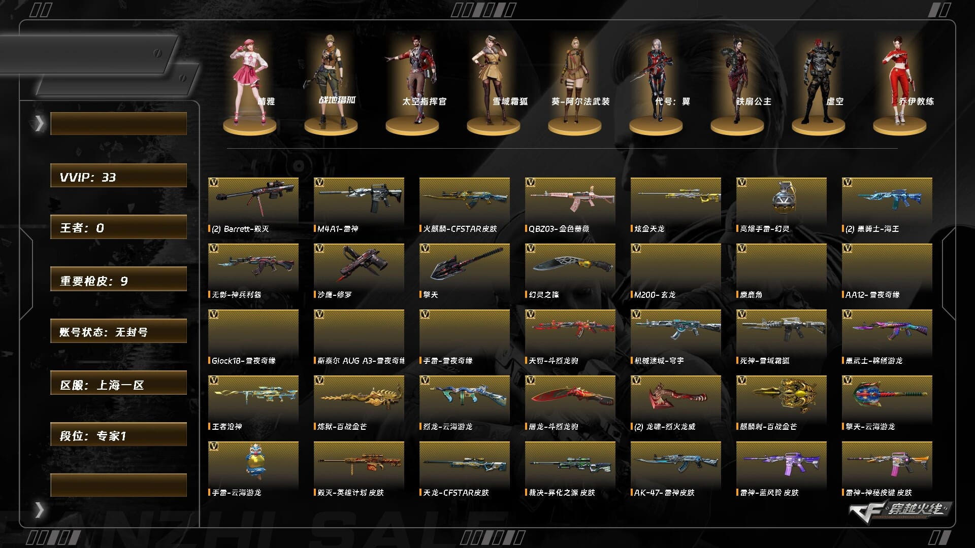 穿越火线账号东部战区[18253493]XD2008/钱包十五天/东部/上海一区/【专家1】/Lv.102 荣耀元帅/V