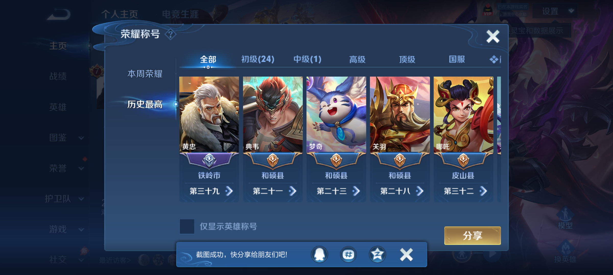 WZQM4288593王者荣耀账号详情图4