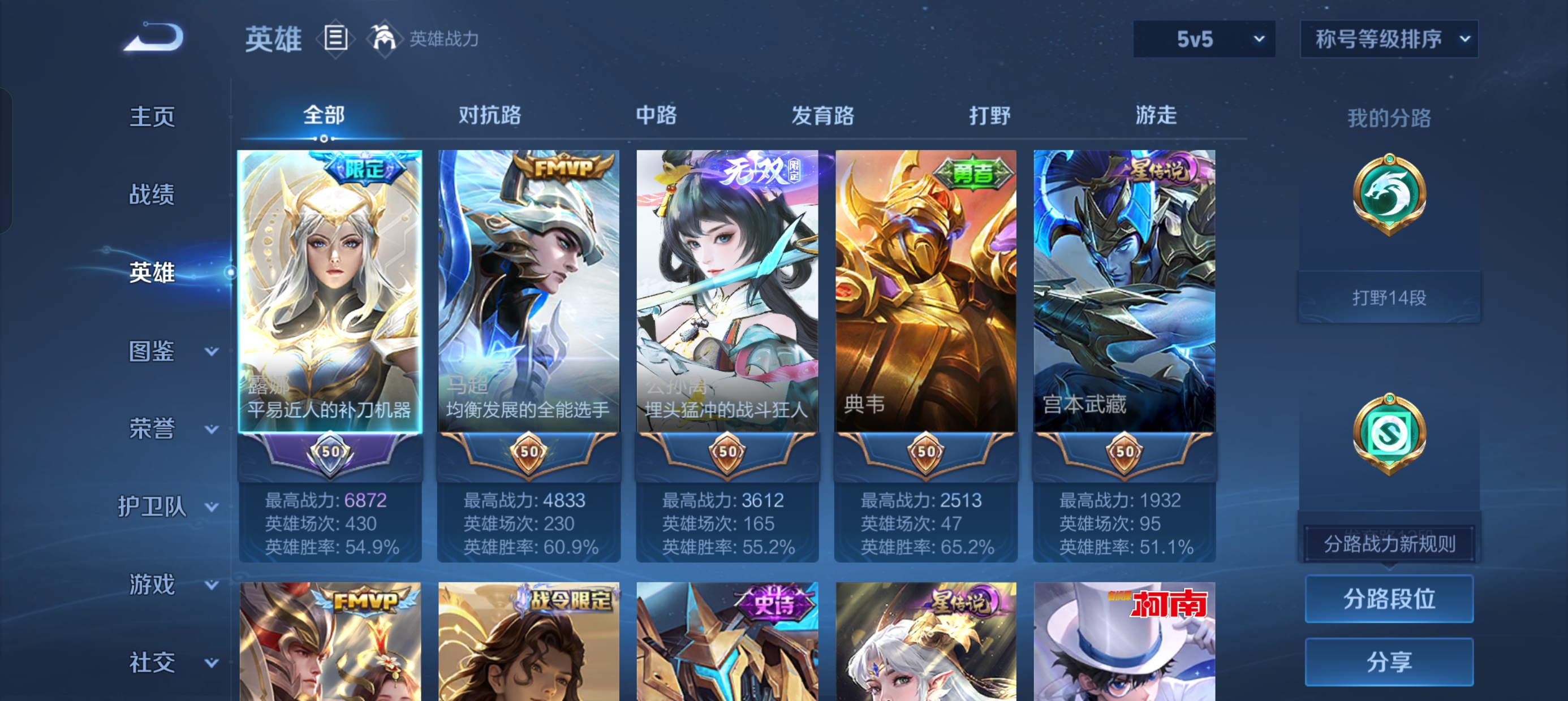 王者荣耀账号安卓QQKF19226【1市标 2星传-幽冥之眼/金色仲夏夜 13按键】【段位以实际上号为准 截图段位并不代表实际段位！！！】
实名: 可修改 贵族等级: V7 英雄数: 126 皮肤数: 145 荣耀水晶