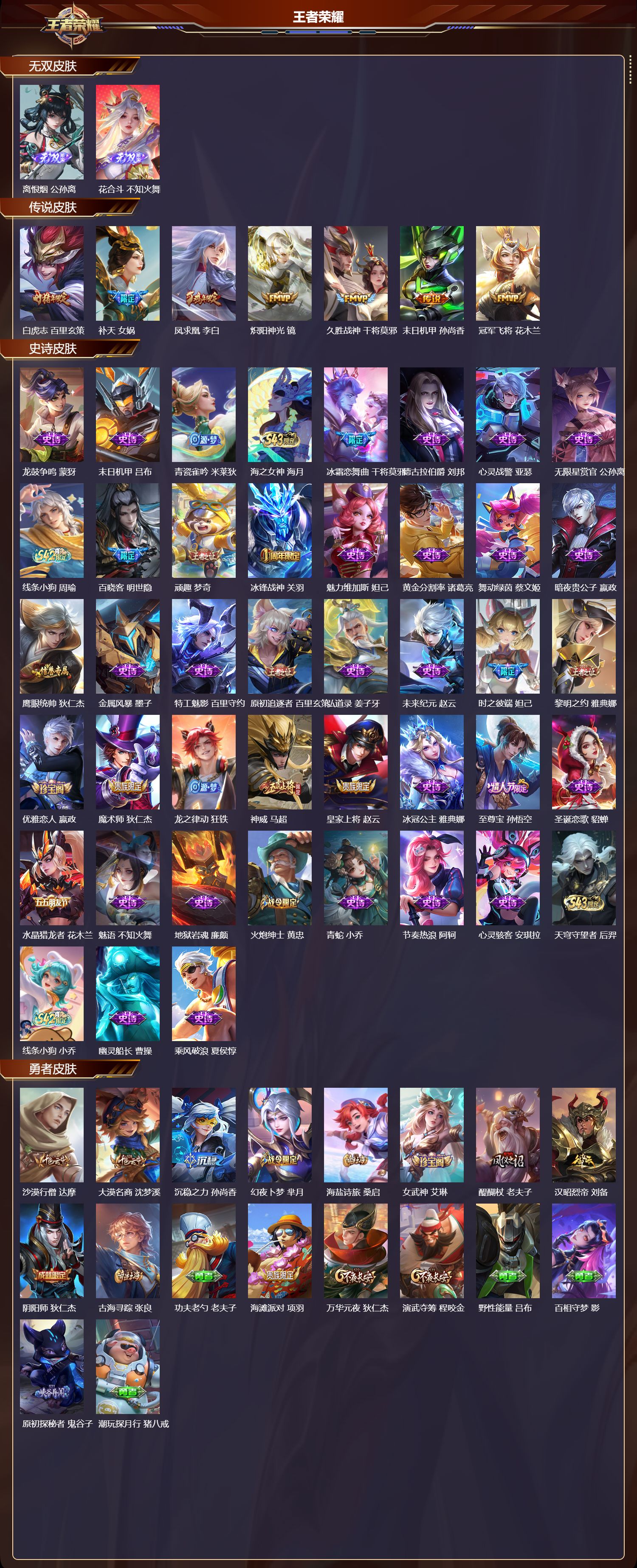 不可二次实名,130皮肤,2无双皮肤,7传说皮肤,41史诗皮肤,120英雄,【是否接受砍价】是,【贵族等级】V7,【段位】荣耀王者,【皮肤】离恨烟|花合斗|至尊宝|白虎志|凤求凰|炽阳神光|末日机甲-孙尚香|补天|久胜战神|冠军飞将|弘道录|青瓷雀吟|海之女神|天穹守望者|百晓客|线条小狗-小乔|线条小狗-周瑜|龙之律动|冰霜恋舞曲|神威|冰锋战神|魅语|时之彼端|龙鼓争鸣|水晶猎龙者|无限星赏官|青蛇|幽灵船长|末日机甲-吕布|心灵骇客|鹰眼统帅|乘风破浪|黄金分割率|顽趣-梦奇|特工魅影|原初追逐者|节奏热浪|未来纪元-赵云|黎明之约|心灵战警|德古拉伯爵|金属风暴|魔术师|圣诞恋歌|暗夜