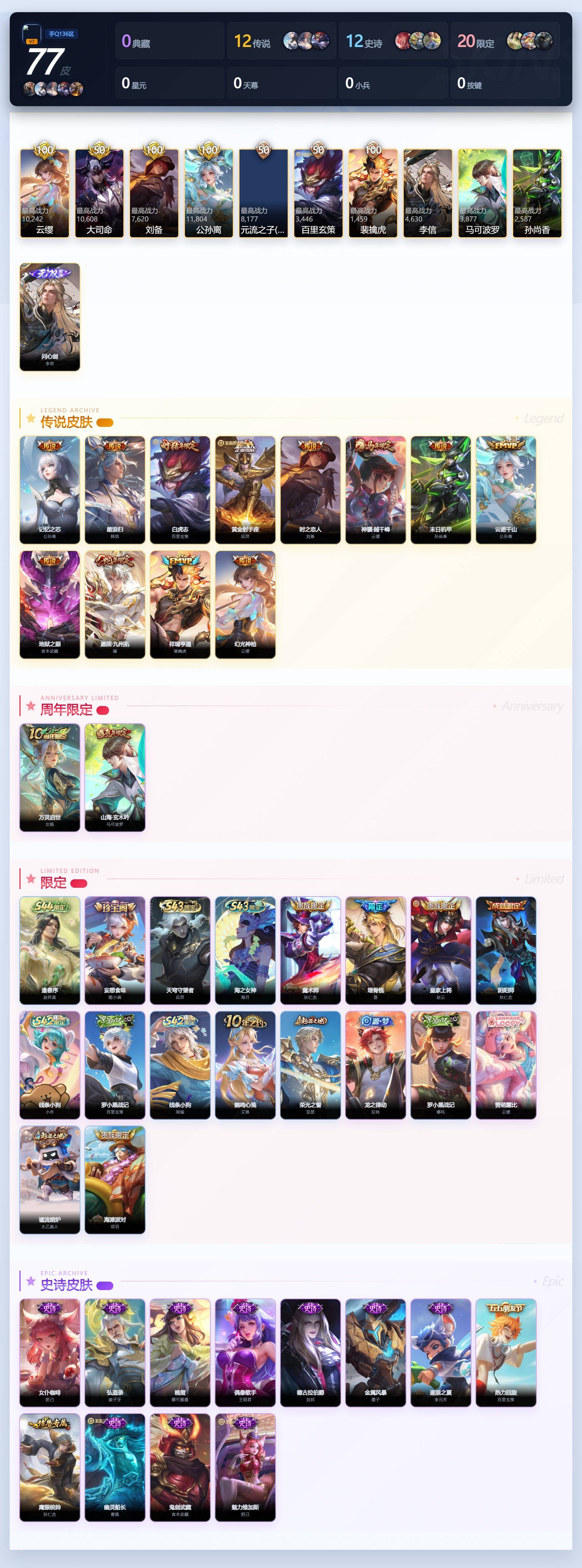 WZQM4545735王者荣耀账号详情图4