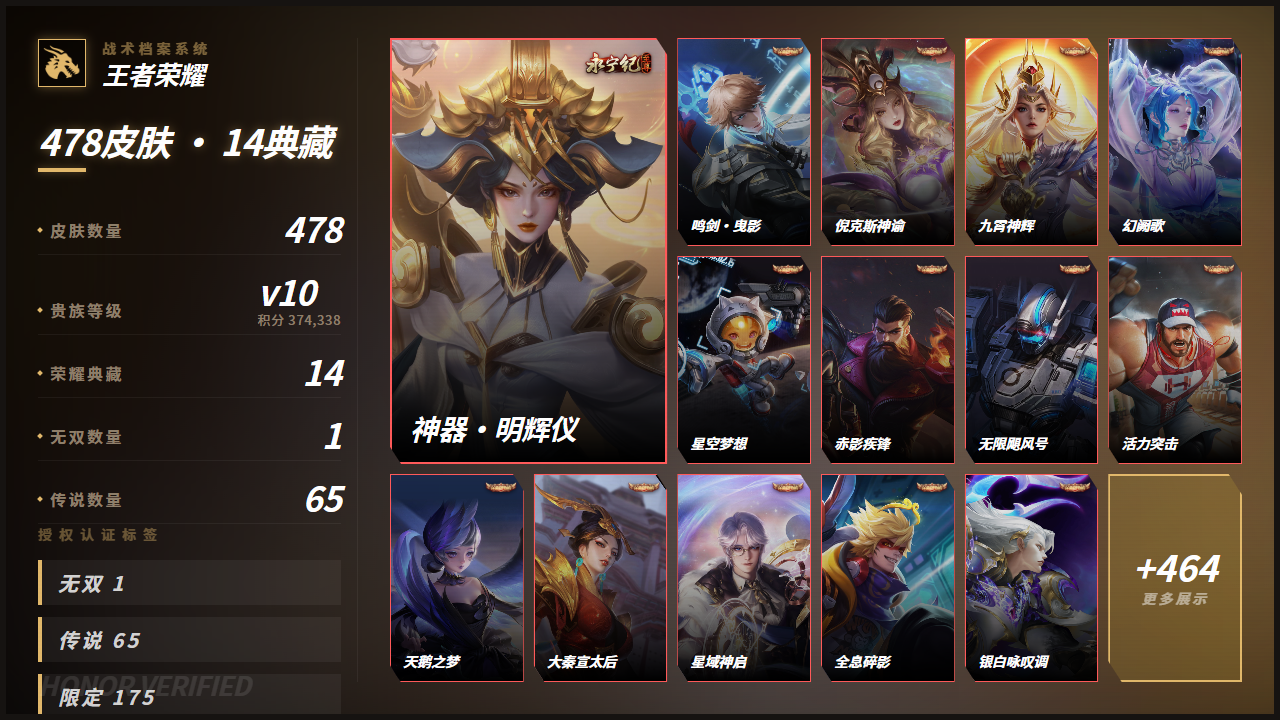 PX_2990993-【精品号手慢无】 v10 星耀 历史8星王者，紫瑶，478皮肤 14典藏 1无双 65传说 143星元 8天幕 42按键 1小兵，典藏(14): 李白-鸣剑·曳影 | 武则天-倪克斯神谕 | 花木兰-九霄神辉 | 貂蝉-幻阙歌 | 鲁班七号-星空梦想 | 关羽-赤影疾锋 | 夏侯惇-无限飓风号 | 程咬金-活力突击 | 小乔-天鹅之梦 | 芈月-大秦宣太后