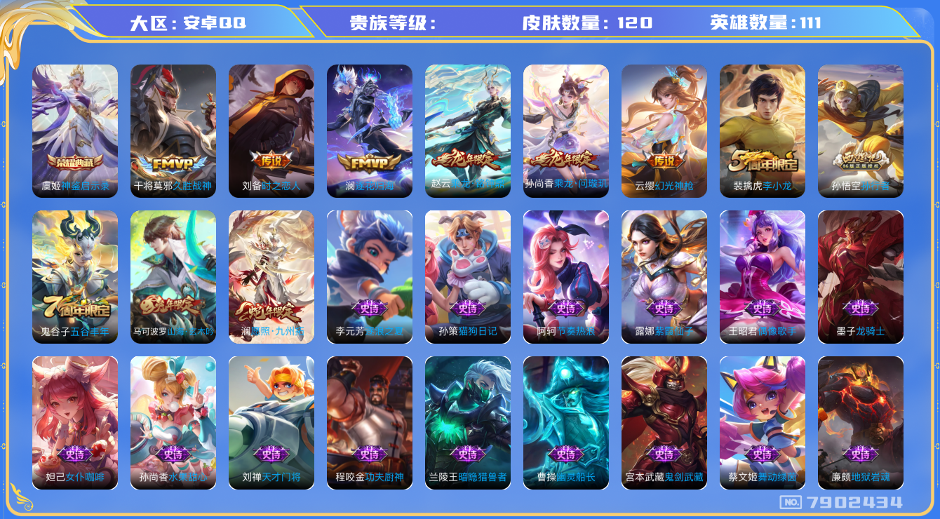 王者荣耀账号安卓QQhswz7110 7902434