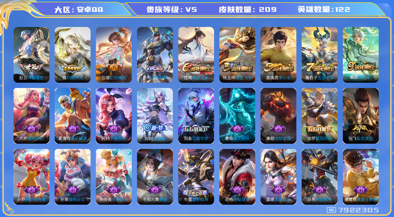 WZQM3110543王者荣耀账号详情图12