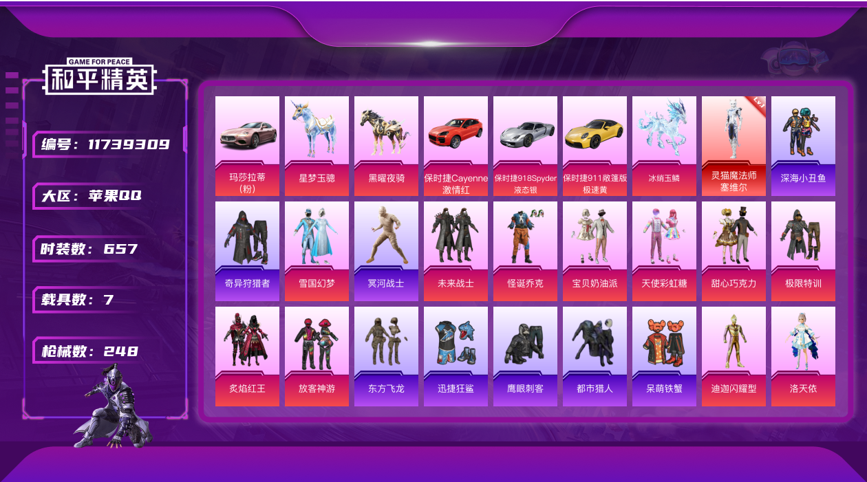 和平精英账号苹果QQ可二次 苹果Q-86861热力值 安卓封区【极品身法素材号 带850大转盘碎片 M