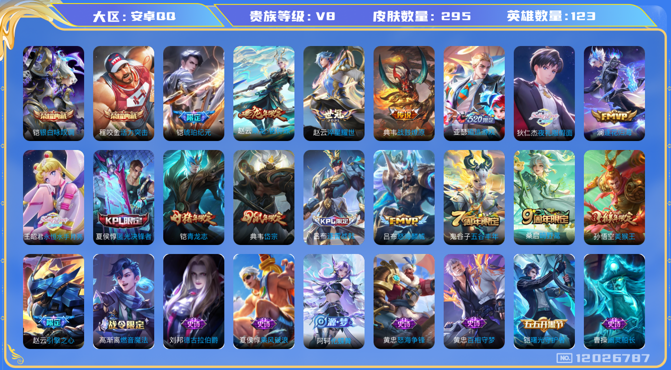 WZQM3294912王者荣耀账号详情图13