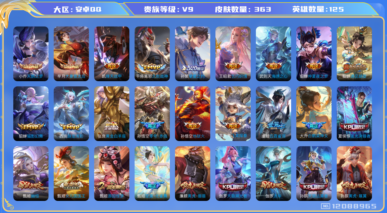 WZQM3296418王者荣耀账号详情图14