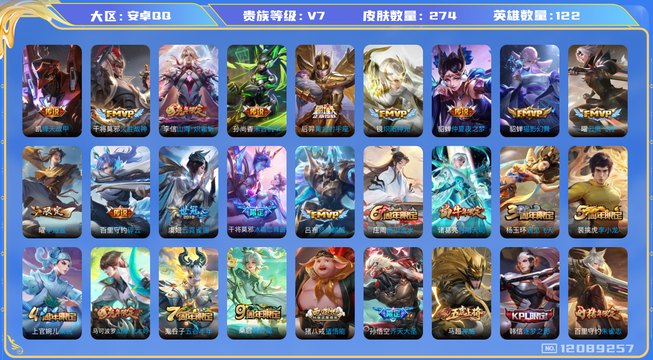 WZQM3296433王者荣耀账号详情图11