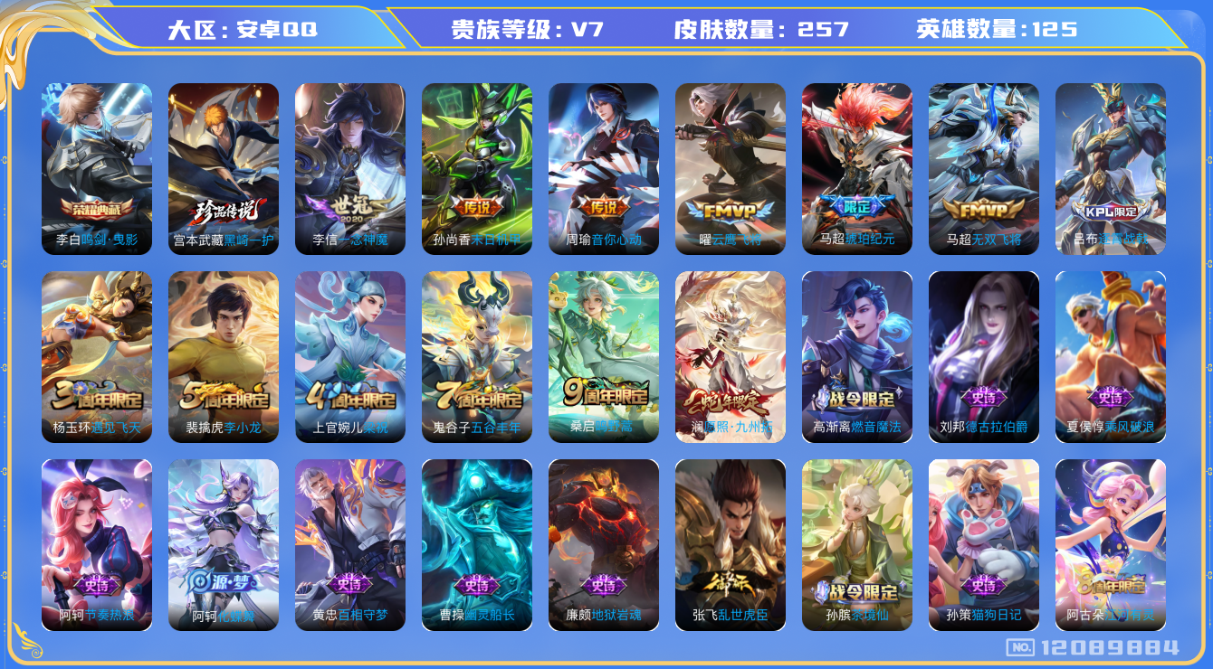 WZQM3296471王者荣耀账号详情图13